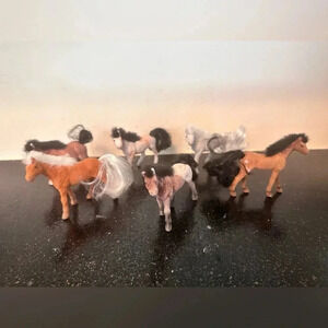 Flocked Felt Toy Horse Pony Figures Lot Of 6